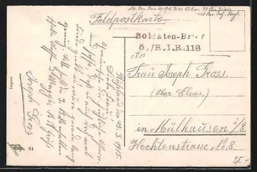 AK Ostergruss, Deutsche Soldaten kampieren am Wegrand