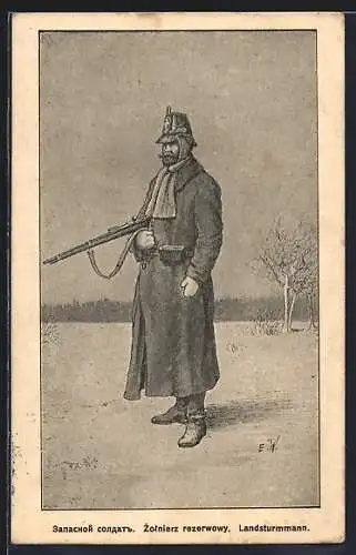 AK Österreichischer Soldat im Uniformmantel mit Gewehr