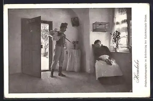 AK Österreichischer Soldat kehrt nach Hause zurück