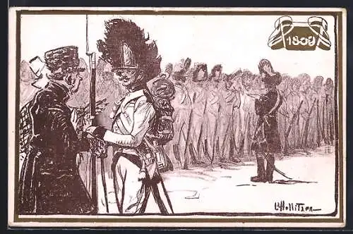 AK Österreichische Soldaten in Uniform, 1809