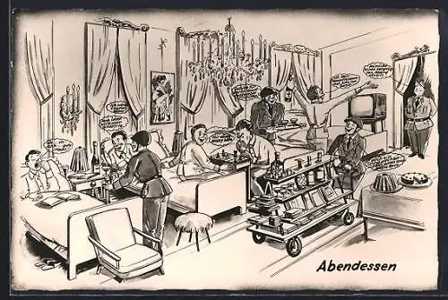 AK Österreichische Soldaten beim Abendessen