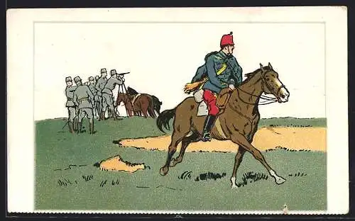 AK Österreichischer Soldat in Uniform zu Pferde