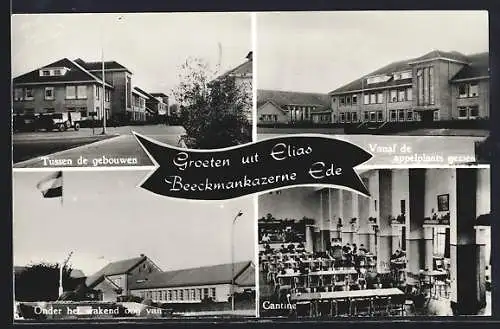 AK Ede, Elias Beeckmankazerne, Vanaf de appelplaats gezien, Cantine, Tussen de gebouwen