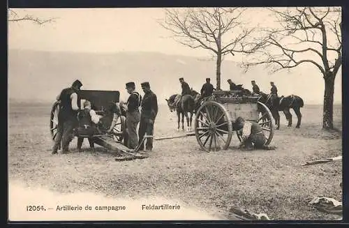 AK Schweizer Soldaten in Uniform mit Feldartillerie