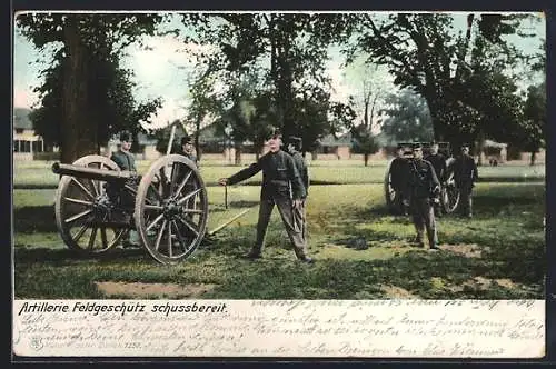 AK Schweizer Soldaten in Uniform, Artillerie-Feldgeschütz schussbereit