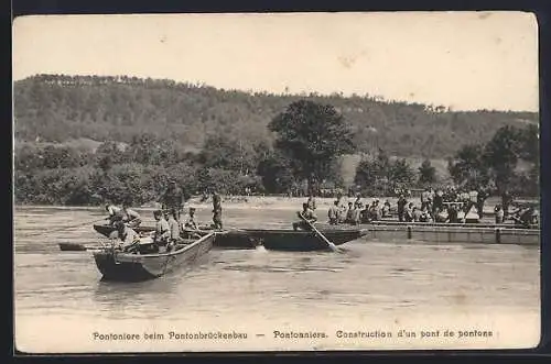 AK Schweizer Pontoniere beim Pontonbrückenbau