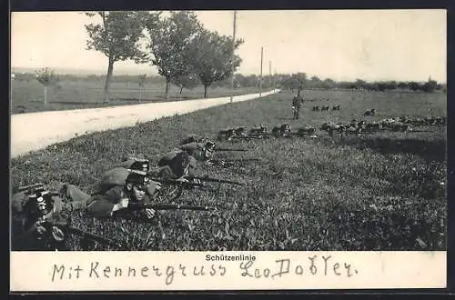 AK Schweizer Soldaten in Schützenlinie