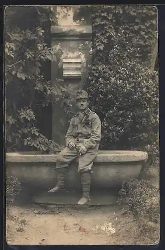 Foto-AK Österreichischer Soldat in Uniform mit Schützenschnur