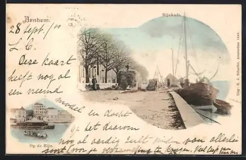 AK Arnhem, Rijnkade, Op de Rijn