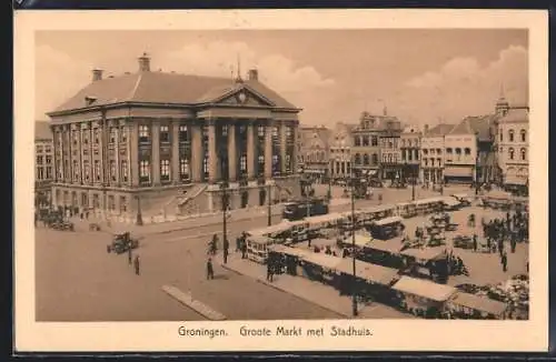 AK Groningen, Groote Markt met Stadhuis