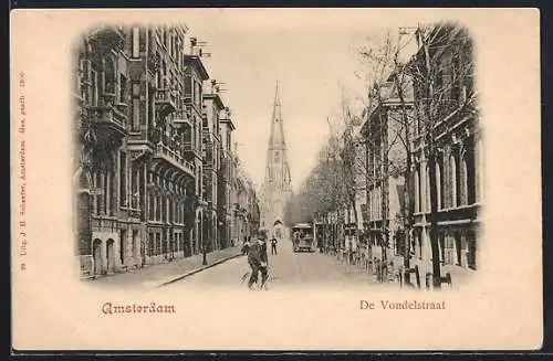 AK Amsterdam, De Vondelstraat, Strassenbahn