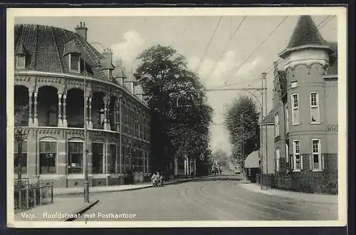 AK Velp, Hoofdstraat met Postkantoor, Strassenbahn