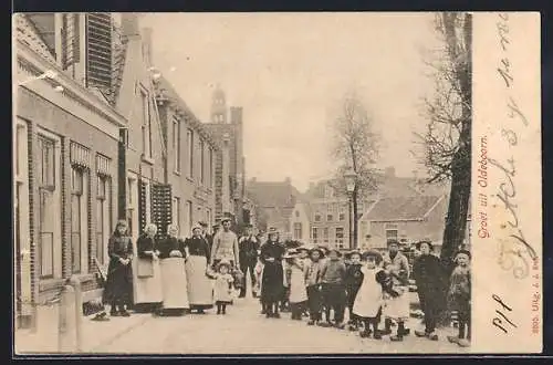 AK Oldeboorn, Strassenpartie mit Kindern