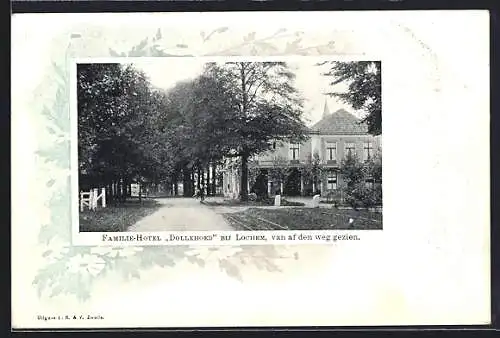 AK Lochem, Familie-Hotel Dollehoed van auf den weg gezien, Passepartout