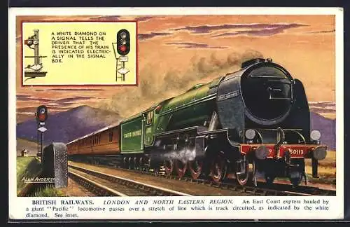 Künstler-AK englische Eisenbahn Pacific der British Railway-Gesellschaft