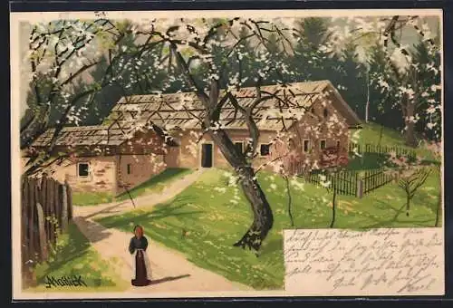 Künstler-AK Alfred Mailick: Gehöft in der Frühlingssonne