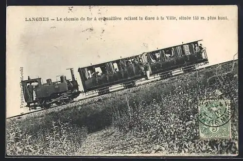 AK Langres, Le chemin de fer à crémaillère reliant la Gare à la Ville, Bergbahn