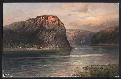 Künstler-AK Loreley, Rheinpanorama
