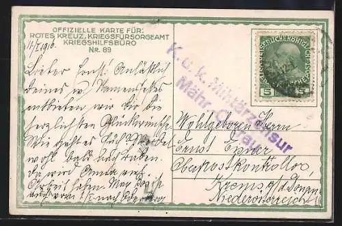AK Rotes Kreuz Nr.89: Heldentod des Obersten Muhr