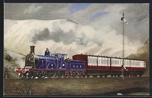 AK englische Eisenbahn, C.R. Single No. 123 between Beattock and the summit with a Carlisle-Glasgow train