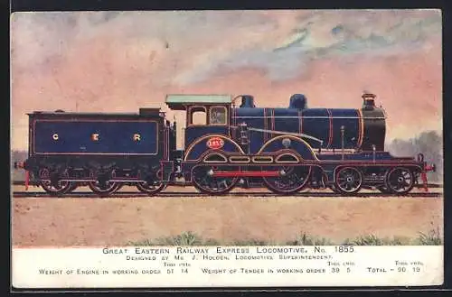 AK Englische Eisenbahn, Lokomotive No. 1855 der Great Eastern Railway