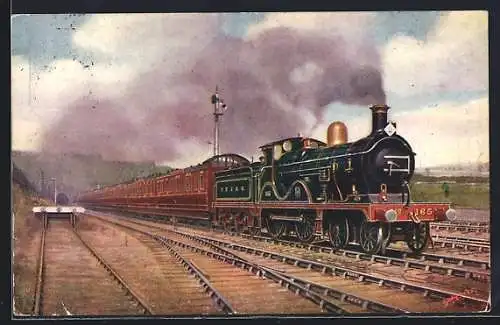 Künstler-AK S.E. & C. Railway -Folkestone-Boulogne Boat Train leaving Folkestone, englische Eisenbahn