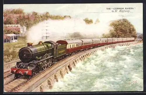 Künstler-AK GWR The Cornish Riviera Express near Teignmouth