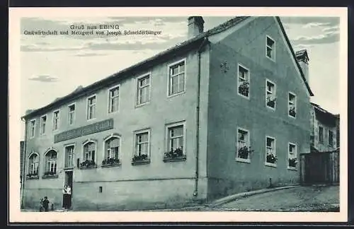 AK Ebing / Hallstadt, Gasthaus zur grünen Traube und Metzgerei von Joseph Schneiderbanger