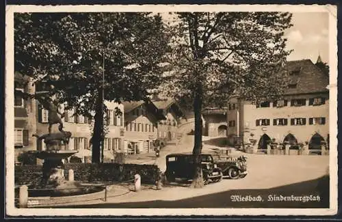 AK Miesbach, Strassenpartie am Hindenburgplatz