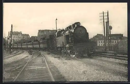 AK Réseau P. O.-Midi, Un train de l`ancienne ligne de Paris à Sceaux et Limours..., Machine-tender Mikado, série 141.600