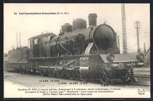 AK Machine No. 4863 à vapeur saturée, Type Mastodon, französische Eisenbahn