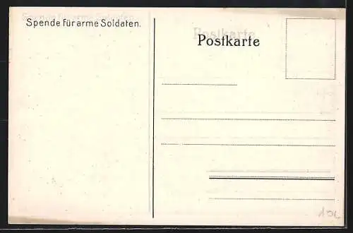 Künstler-AK Jesus erscheint vor verwundetem Soldaten, Spendenaufruf