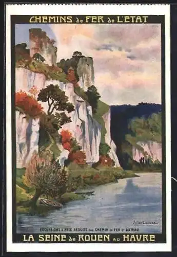 Künstler-AK Chemins de Fer de l`Etat, La Seine de Rouen au Havre, Tourismus