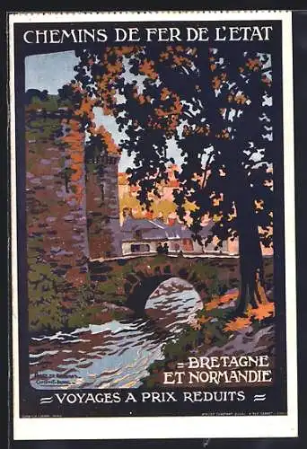 Künstler-AK Chemin de Fer de l`Etat, Voyages a Prix Reduits, Bretagne et Normandie