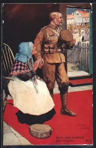 Künstler-AK Lawson Wood: Soldat verabschiedet sich von seiner Mutter