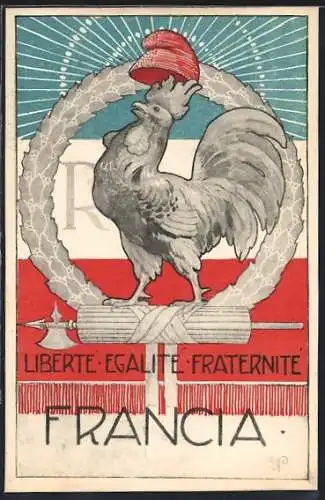 AK Liberté Egelaité Fraternité, Freiheit Gleichheit Brüderlichkeit, gallischer Hahn