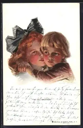 Künstler-AK Philip Boileau: My big Brother, Geschwisterliebe