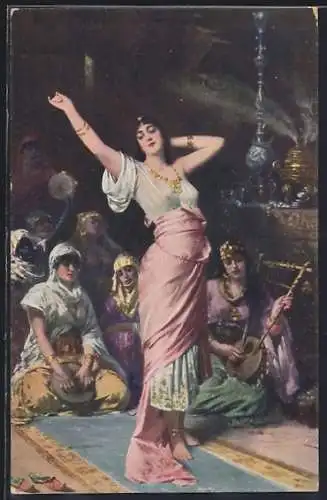 AK Konstantinopel, Frauenleben in Serail, Musikinstrument