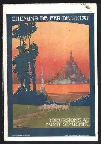 Künstler-AK Tourismus-Reklame der Chemins de Fer de L`Etat, Excursions au Mont St-Michel