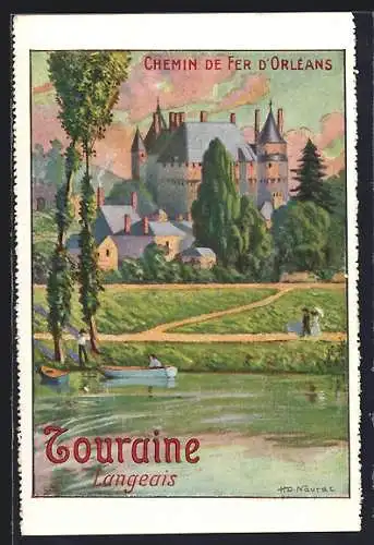 Künstler-AK Langeais /Touraine, Chemin de Fer d`Orleans