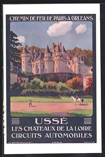 Künstler-AK Ussé, Les Chateaux de la Loire, Circuits Automobiles, Chemin de Fer de Paris a Orléans