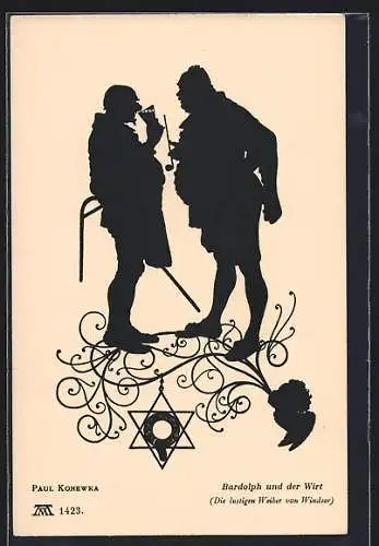 Künstler-AK Paul Konewka: Bardolph und der Wirt aus Die lustigen Weiber von Windsor