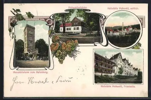 AK Neustadt /Sachsen, Aussichtsturm vom Valtenberg, Hohwaldschänke, Heilstätte Hohwald