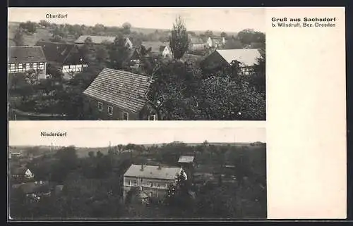 AK Sachsdorf, Ortsansicht Oberdorf und Niederdorf