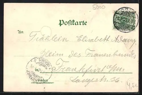 Lithographie Köln, Hahnentor mit Bismarck-Denkmal