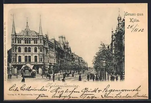 AK Köln-Neustadt, Passanten auf dem Hohenzollernring