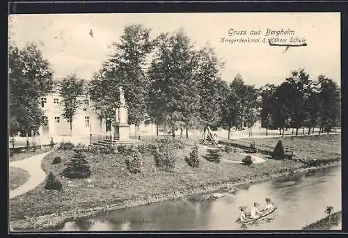 AK Bergheim /Erft, Kriegerdenkmal & Höhere Schule