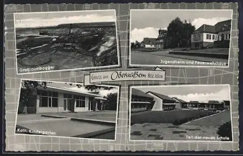 AK Oberaussem, Grossraumbagger, Feuerwehrhaus und Schule