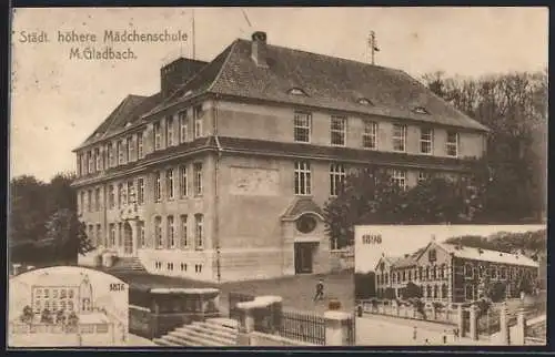 AK Mönchengladbach, Städt. höhere Mädchenschule, Ansichten von 1876 & 1898
