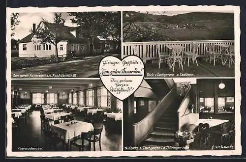 AK Blankenhain i. Thür., Gasthaus Zum guten Kameraden, Innenansichte Aufgan zum Dachgarten in der Thüringenstube